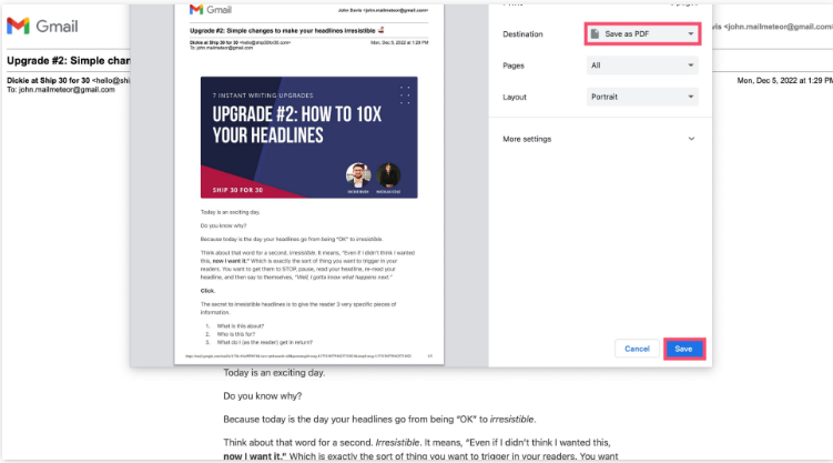 saving gmail as pdf