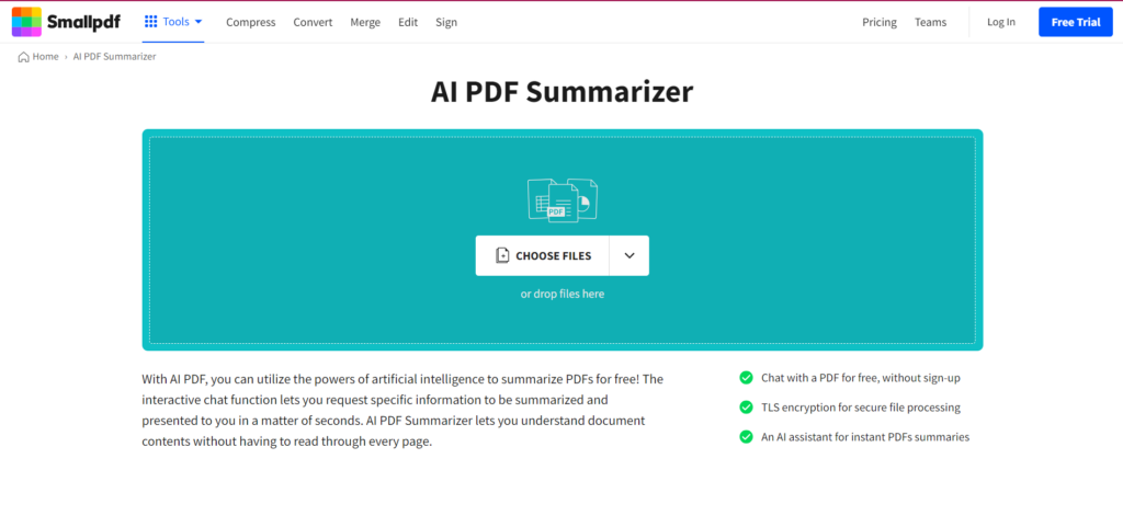 Smallpdf AI PDF Summarizer