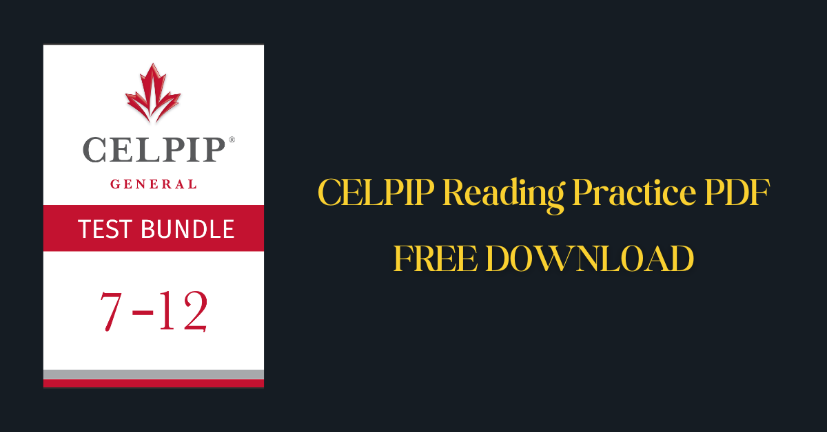 CELPIP Reading Practice PDF