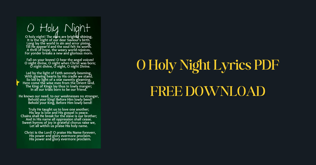 O Holy Night Lyrics PDF