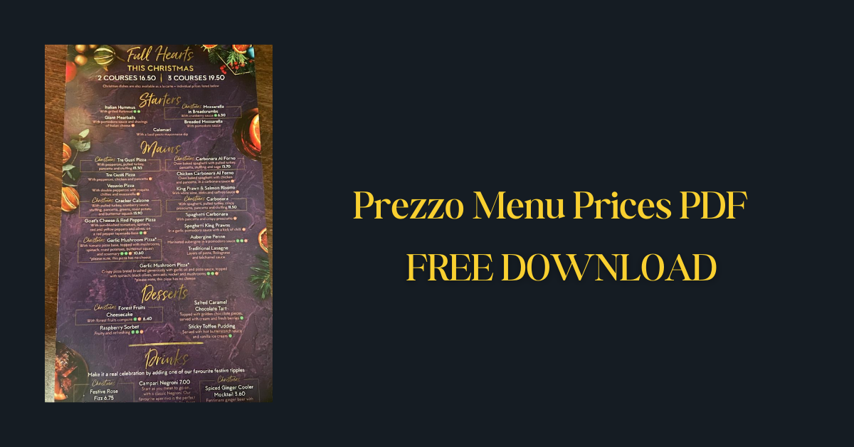 Prezzo Menu Prices PDF