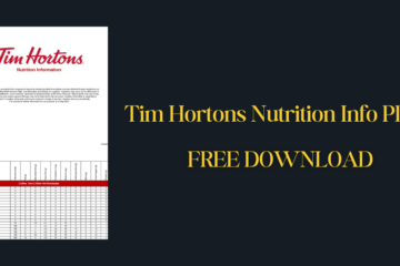 Tim Hortons Nutrition Info PDF